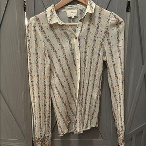 Sezane Floral Striped Blouse